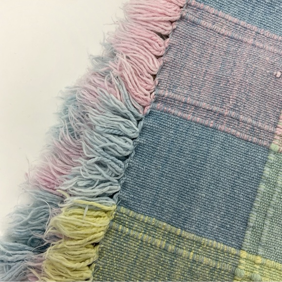 Vintage 4 piece soft pastel plaid checkered cotton placemats fringe edges - Picture 4 of 8